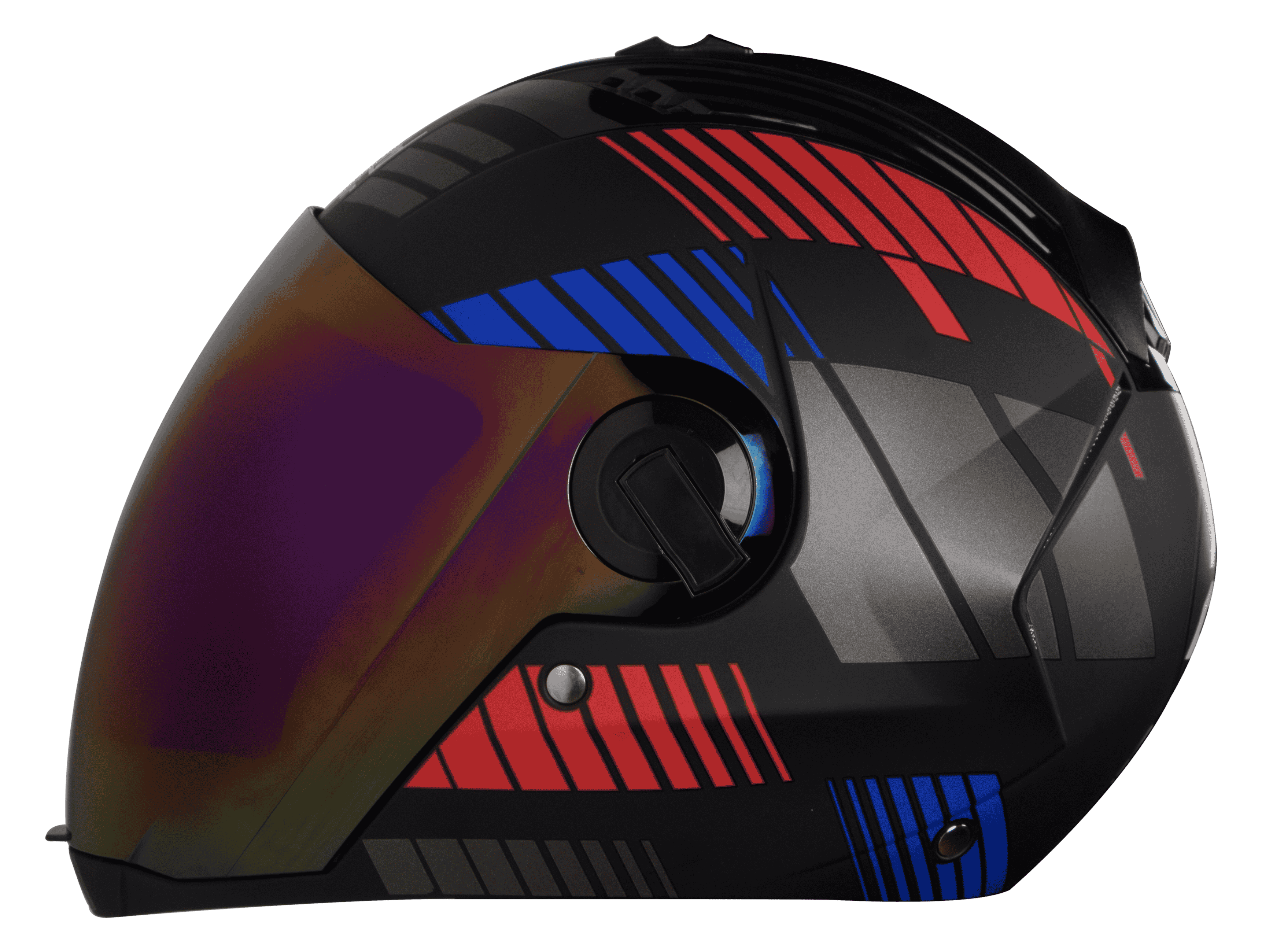 SBA-2 Mat Robot Red With Blue( Fitted With Clear Visor Extra Rainbow Chrome Visor Free)